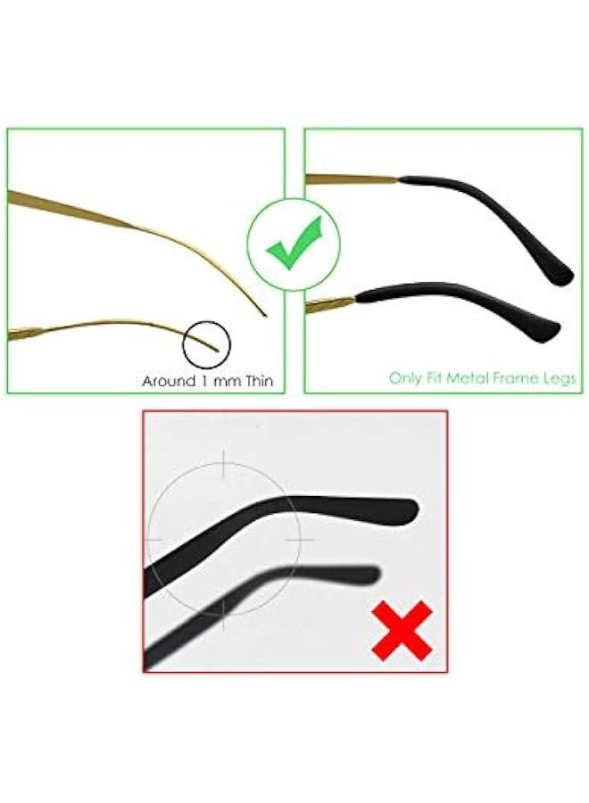 Generic Eyeglass Metal Frame End Tips 6 Pairs Silicone Ear Sock Pieces Tubes Anti-slip Replacement Glasses Ear Cushion for Thin Metal Eyeglass Legs - Black - Image 3