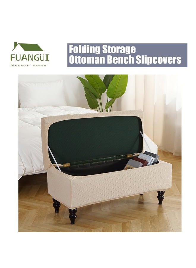 FUANGUI غطاء تخزين أوتومان قابل للتمدد مع غطاء مقعد أوتومان جاكار قابل للطي غطاء مقعد أوتومان غطاء مسند القدم غطاء واقي بمؤخرة مرنة (80-110 سم، م، 40) - Image 4