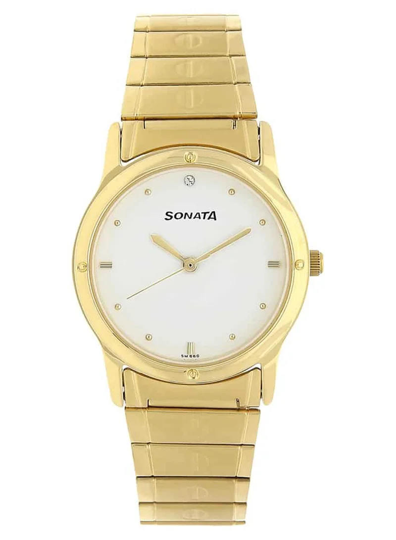 Sonata Men's Analog Round Shape Stainless Steel Wrist Watch 7023YM01 - 37.4 Mm