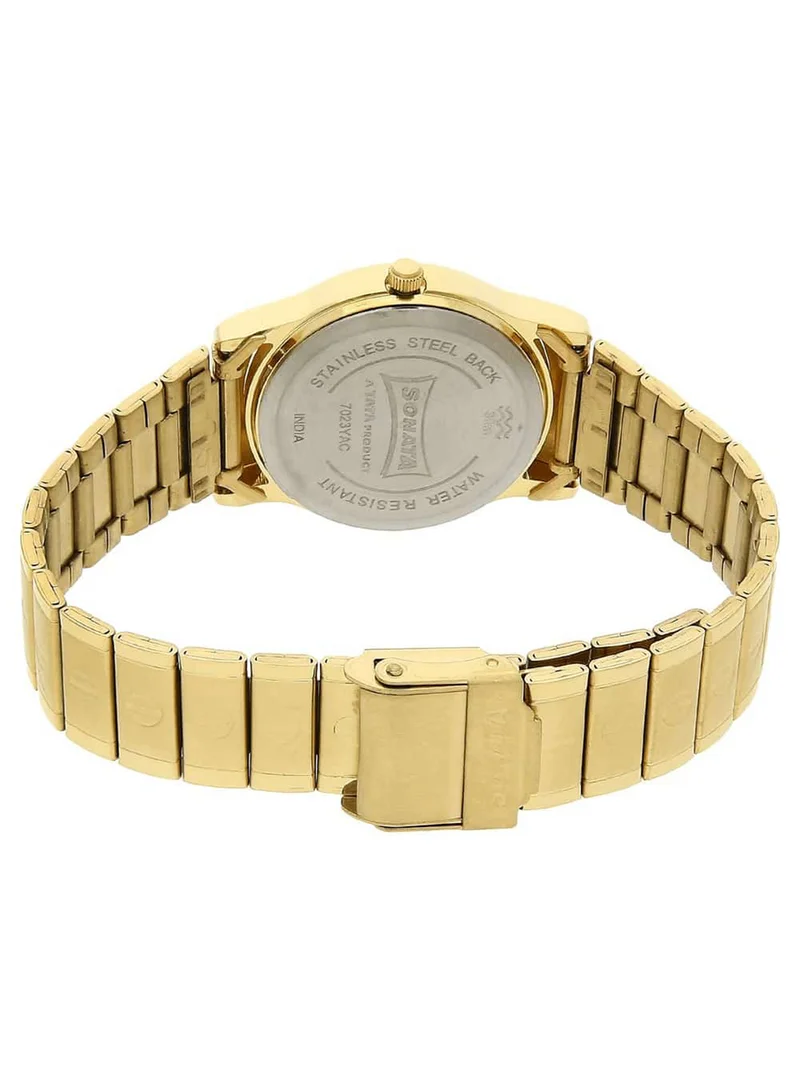 Sonata Men's Analog Round Shape Stainless Steel Wrist Watch 7023YM01 - 37.4 Mm