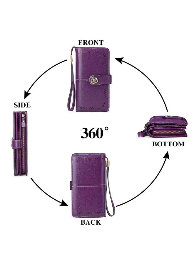 سينديفن محافظ نسائية من الجلد الطبيعي مع حامل بطاقات ائتمان مزود بتقنية حجب RFID بسعة كبيرة - Image 5