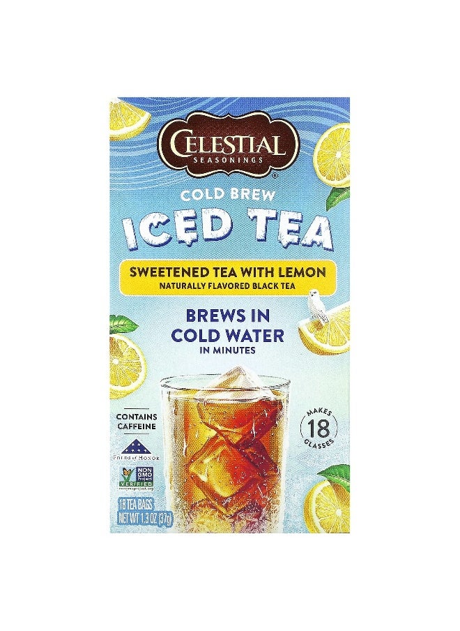 CELESTIAL SEASONINGS Celestial Seasonings, Cold Brew Iced Tea, Sweetened Tea with Lemon, 18 Tea Bags, 1.3 oz (37 g)  - Image 1