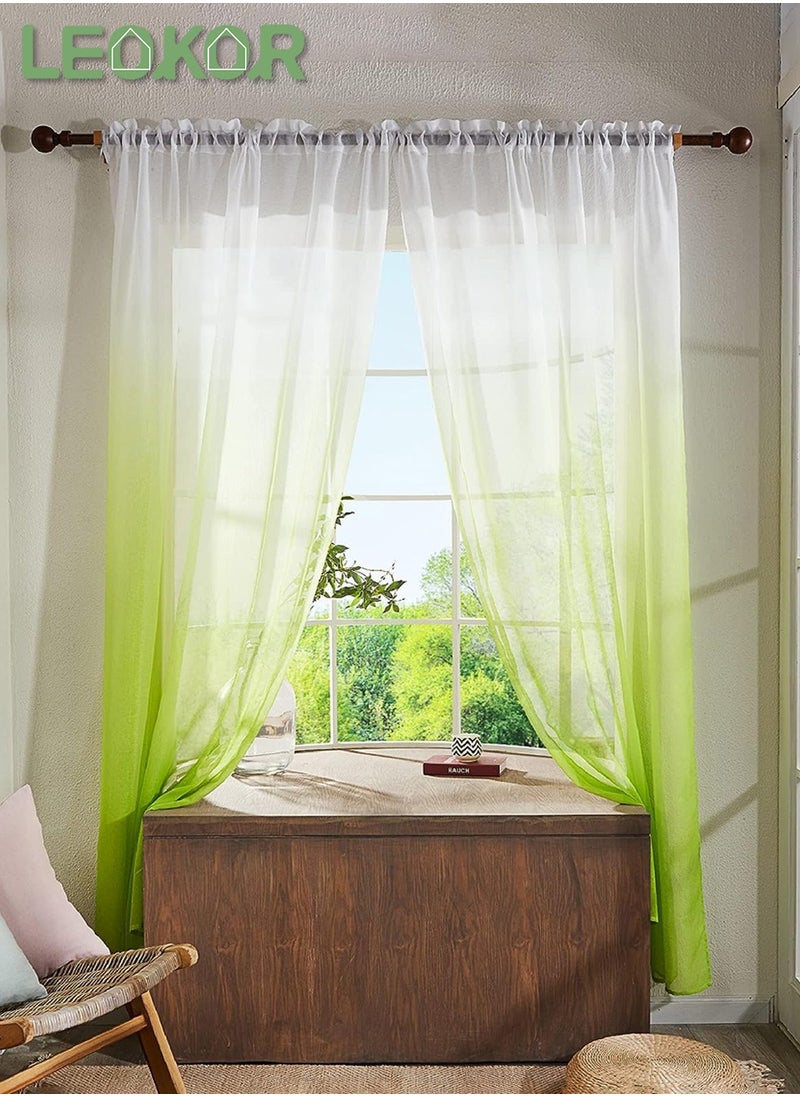 2 Panels Gradient Rod Pocket Window Drapes Semi Sheer Curtains 100*270CM White/Green - pzsku/Z375F80175A85BD205F44Z/45/_/1699611840/a233c22b-5211-43be-8aad-d0dbd81c20bd