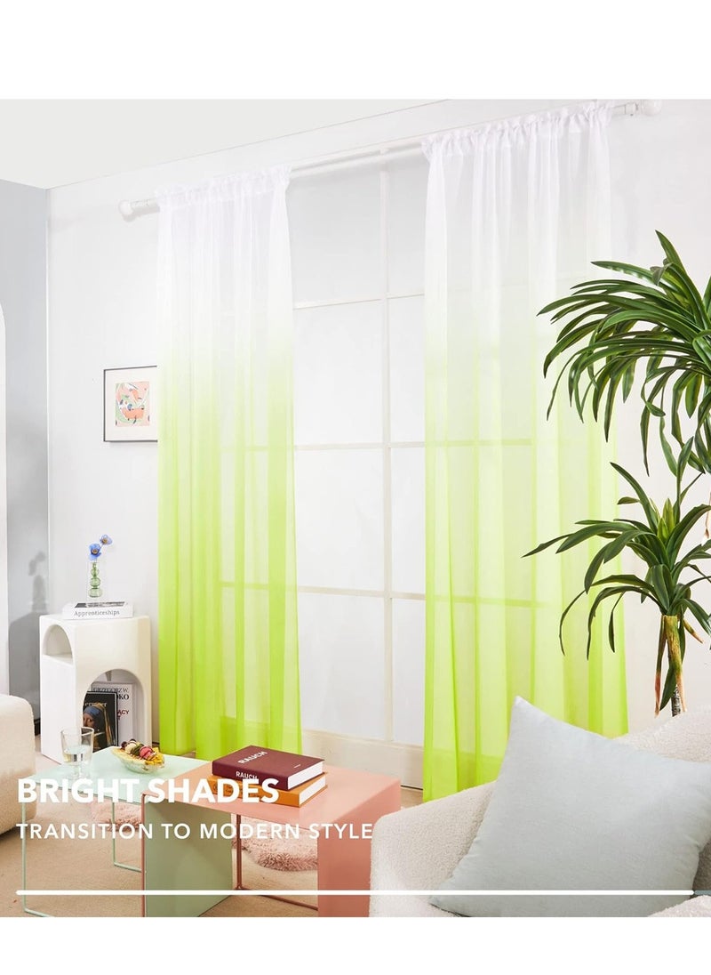 2 Panels Gradient Rod Pocket Window Drapes Semi Sheer Curtains 100*270CM White/Green - pzsku/Z375F80175A85BD205F44Z/45/_/1699611842/8d23ff02-139f-4263-aafe-d79120690922