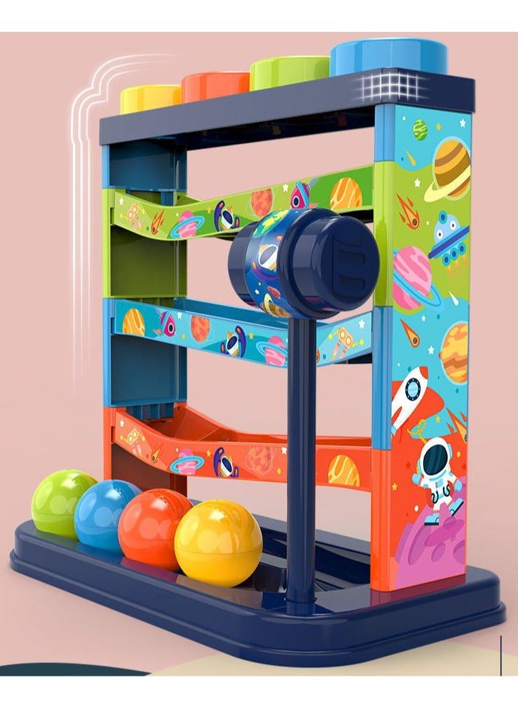 Colorful track fun multi-layer colored ball percussion music, whack-a-mole hand-eye coordination intellectual development, hands-on assembly track ball stacking high percussion game, 1-5 years old puzzle toddler toys - Image 2