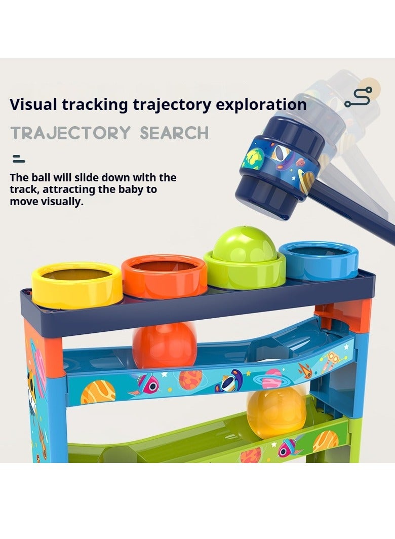 Colorful track fun multi-layer colored ball percussion music, whack-a-mole hand-eye coordination intellectual development, hands-on assembly track ball stacking high percussion game, 1-5 years old puzzle toddler toys - Image 3