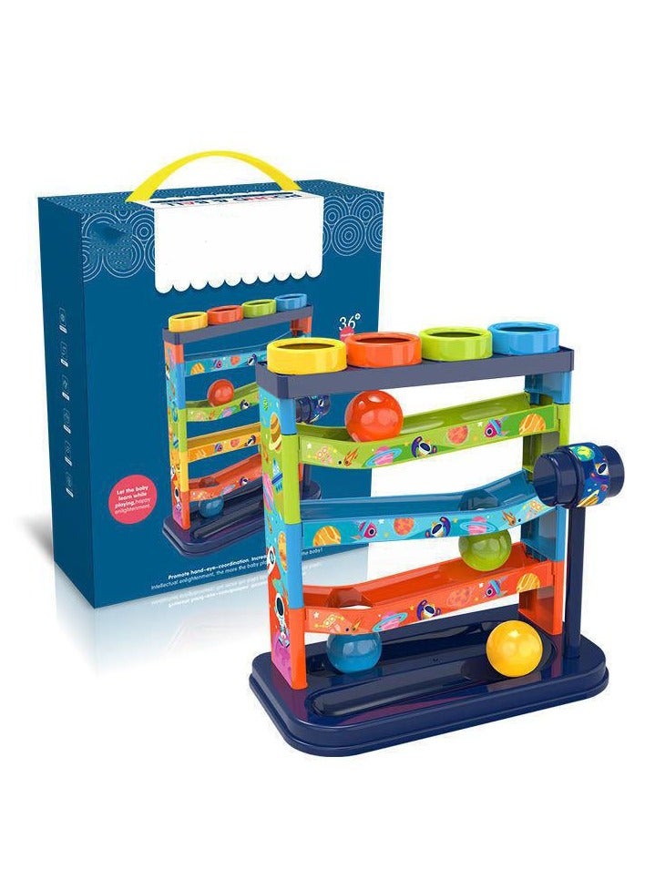 Colorful track fun multi-layer colored ball percussion music, whack-a-mole hand-eye coordination intellectual development, hands-on assembly track ball stacking high percussion game, 1-5 years old puzzle toddler toys - Image 1