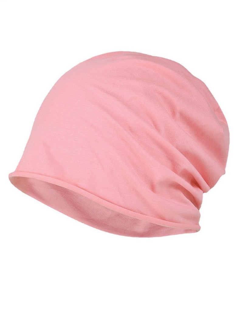 Loquat Infinity Scarf Headwear Cap Solid Color Beanie Hat Pink 