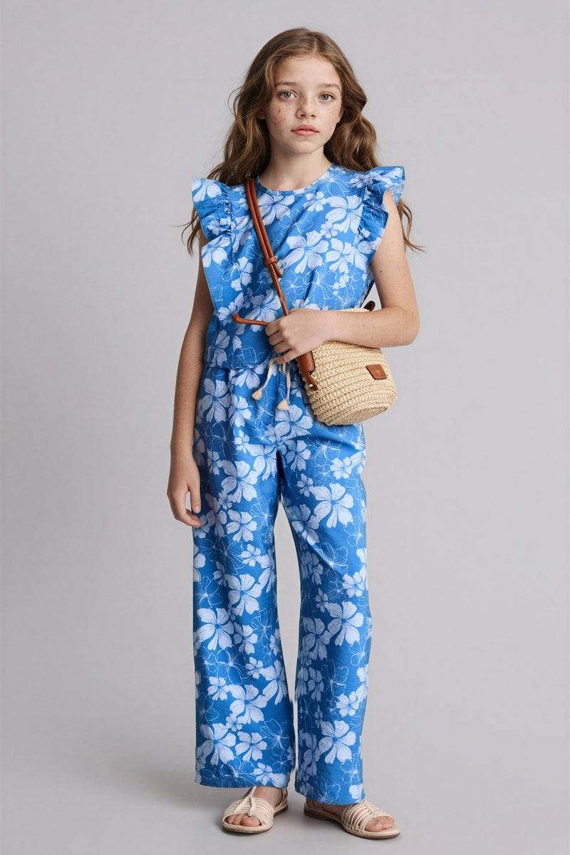 DeFacto Blue Girl Wide Leg Trousers Casual - Image 1