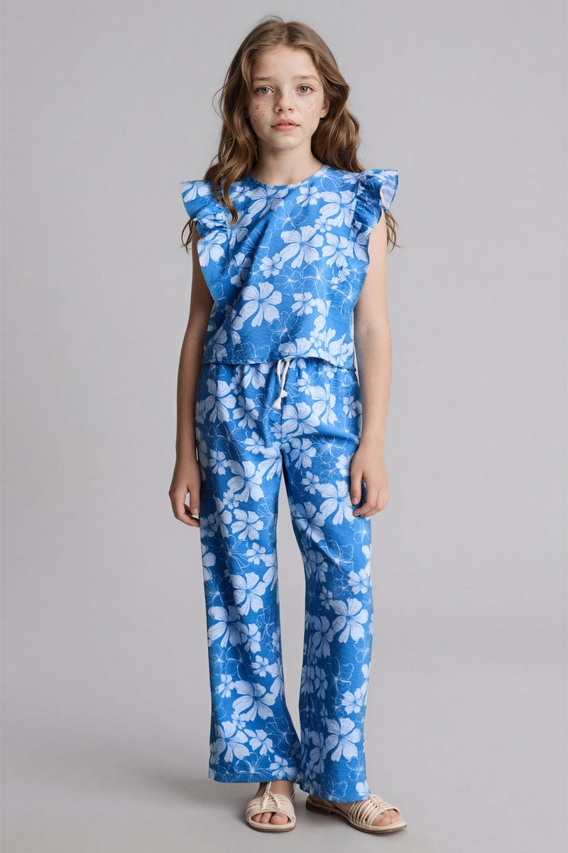 DeFacto Blue Girl Wide Leg Trousers Casual - Image 3