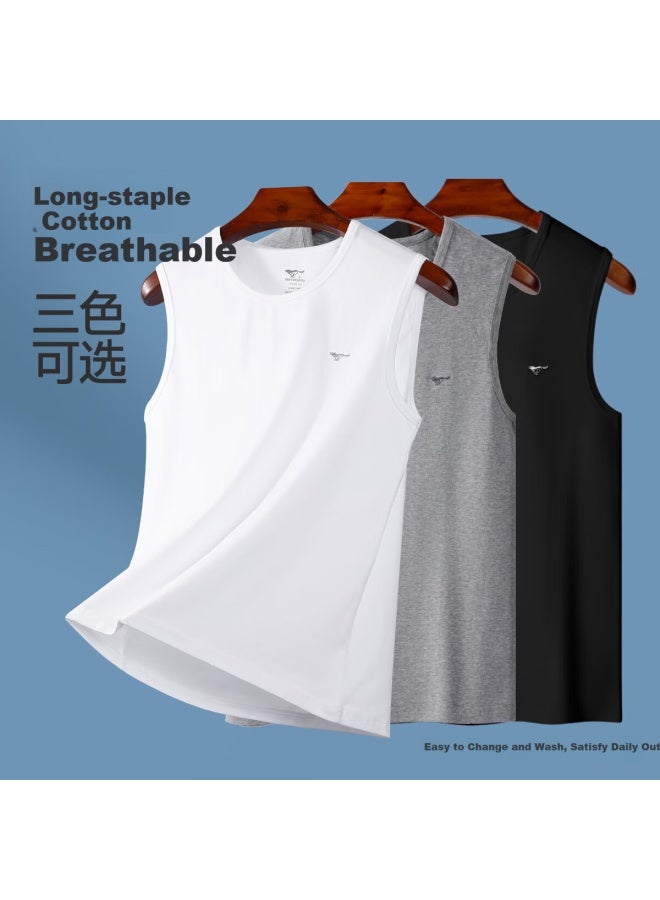 Septwolves Men's Wide Shoulder Tank Top Casual Cotton Ammonia Round Neck Versatile Wide Shoulder Sports Men's Base Sweatshirt - Image 1