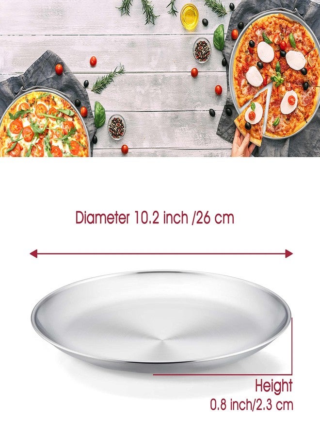 Herogo 10 Inch Stainless Steel Round Pizza Pan Plates Set of 2, Large Healthy Pizza Tray Platter for Oven Baking Serving, Dishwasher Safe - Image 2