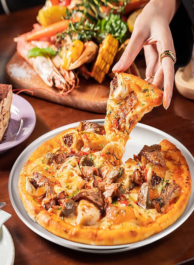 Herogo 10 Inch Stainless Steel Round Pizza Pan Plates Set of 2, Large Healthy Pizza Tray Platter for Oven Baking Serving, Dishwasher Safe - Image 5