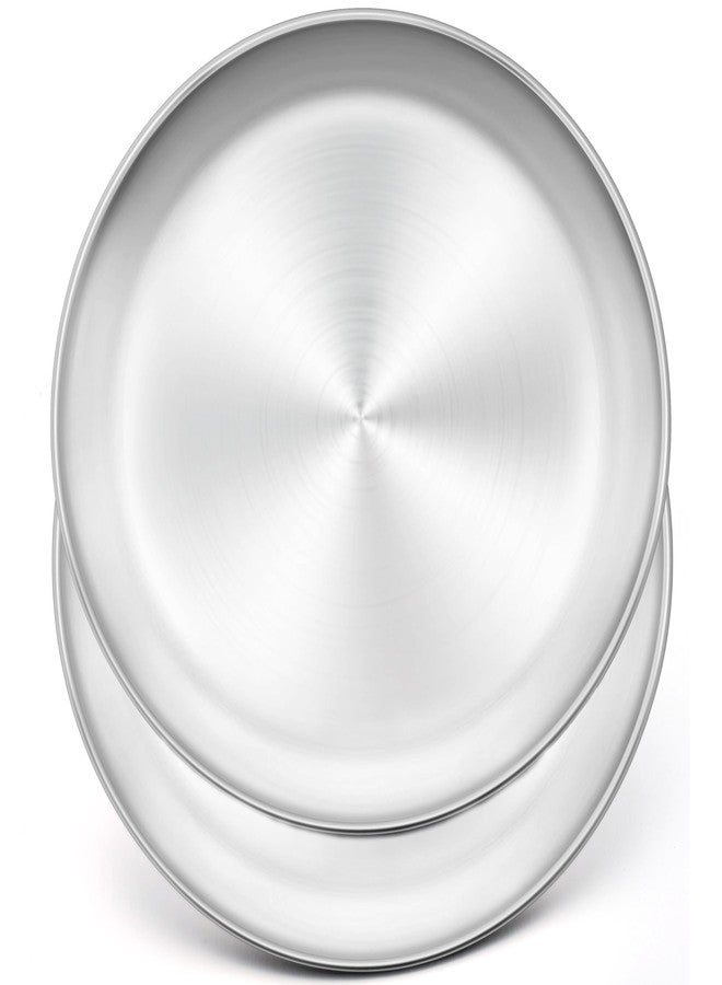 Herogo 10 Inch Stainless Steel Round Pizza Pan Plates Set of 2, Large Healthy Pizza Tray Platter for Oven Baking Serving, Dishwasher Safe - Image 1