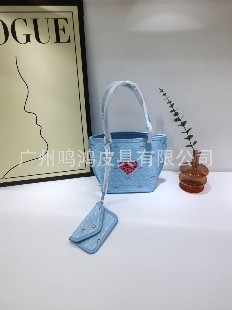 Christy Ng Printed Heart Tote Bag, Basket-Style Mother-Daughter Bag, Fashionable Handbag, Shoulder Bag, Women''s Bag - Image 1