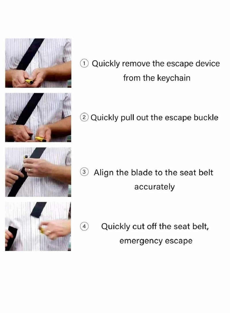 KASTWAVE 3 in 1 Car Emergency Hammer - Maso Auto 2PCS Car Life Keychain Emergency Escape Tool with Car Window Safety Rescue Tool Window Glass Breaker Hammer (Yellow) - Image 5