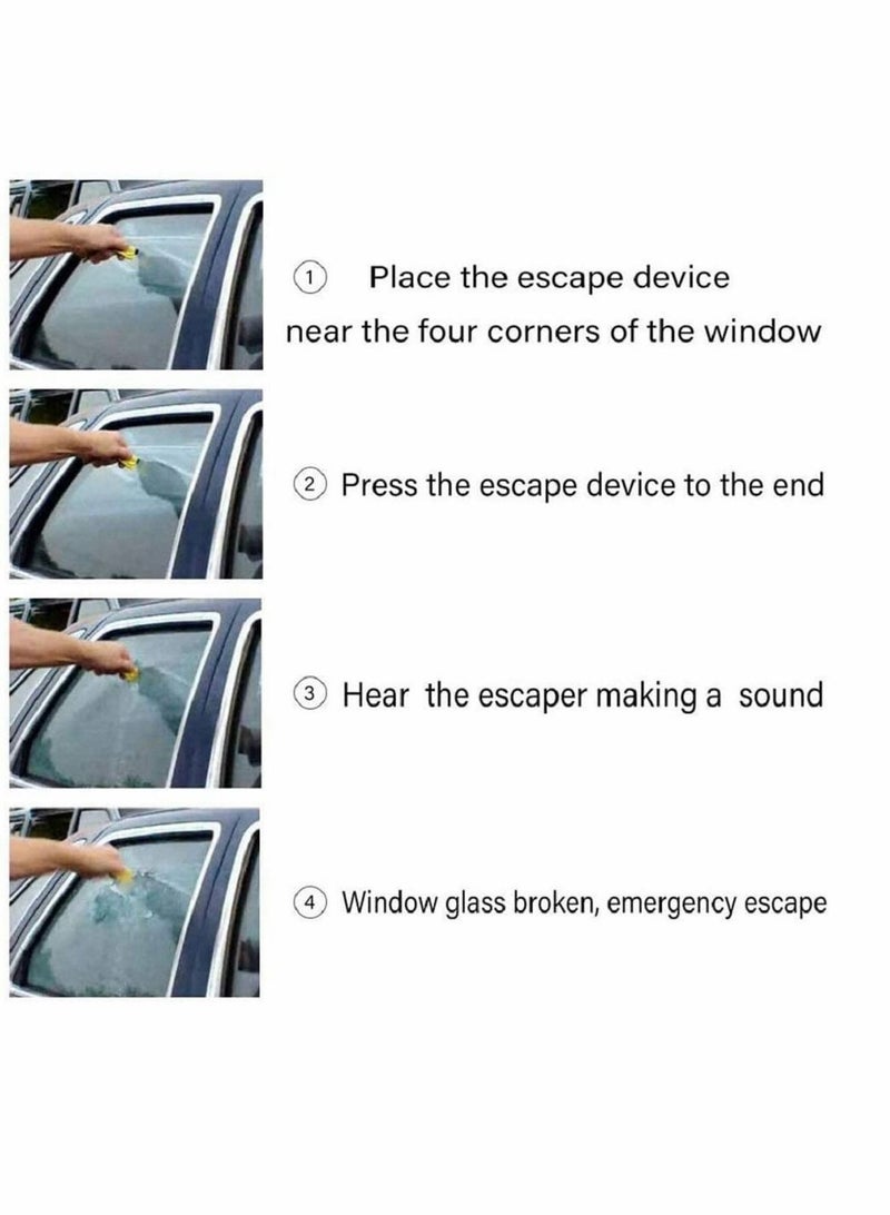 KASTWAVE 3 in 1 Car Emergency Hammer - Maso Auto 2PCS Car Life Keychain Emergency Escape Tool with Car Window Safety Rescue Tool Window Glass Breaker Hammer (Yellow) - Image 4