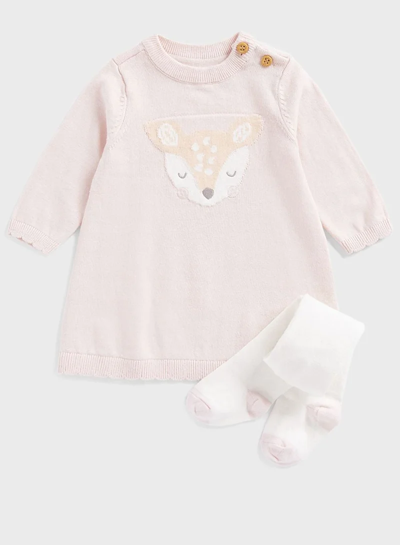 mothercare Infant Printed Midi Dress & Tights Set