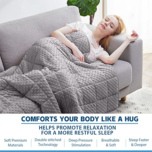 Huloo Sleep Weighted Blanket Twin 15lbs for Adult(48"×78",Gray) Breathable Soft Minky Weighted Throw Blanket for All Season,Heavy Blanket with Premium Glass Beads - Image 4