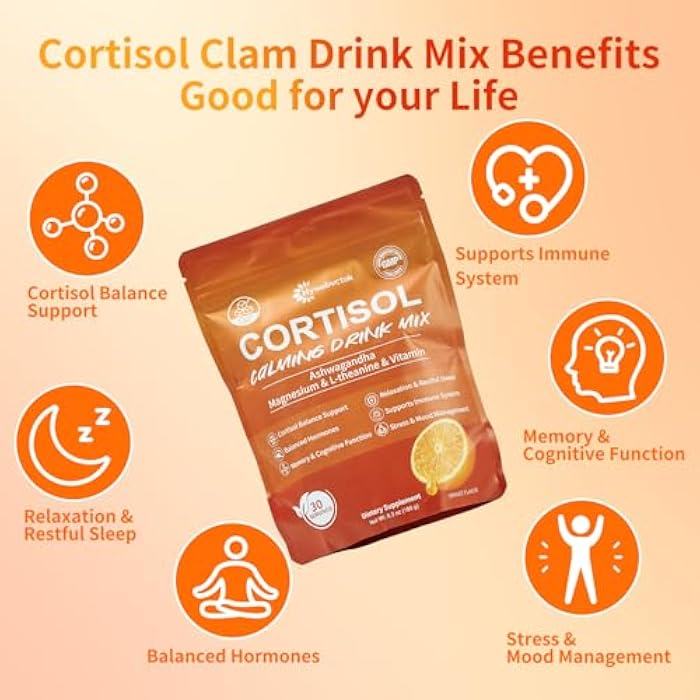 Hywebvctok Cortisol Drink Powder Sugar Free, Natural Cortisol Supplements for Women Men,with Ashwagandha, L-Theanine, Black Pepper Extract, Turmeric Root, Relaxation, Focus,Mental Clarity,6.3 OZ - Image 4