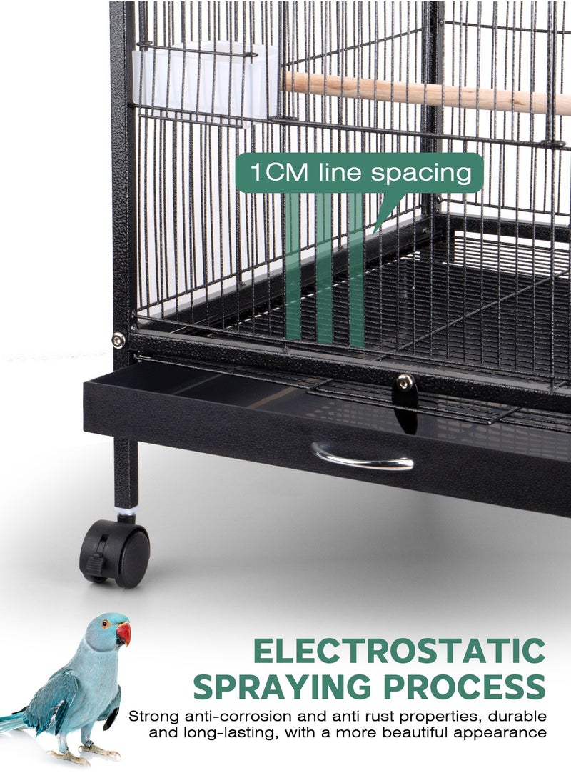 URbazaar Large Metal Bird Flight Cage, Spacious Parrot Cage with Removable Tray - Multifunctional Aviary with wheels for Convenient Bird Care & Breeding  - Image 5