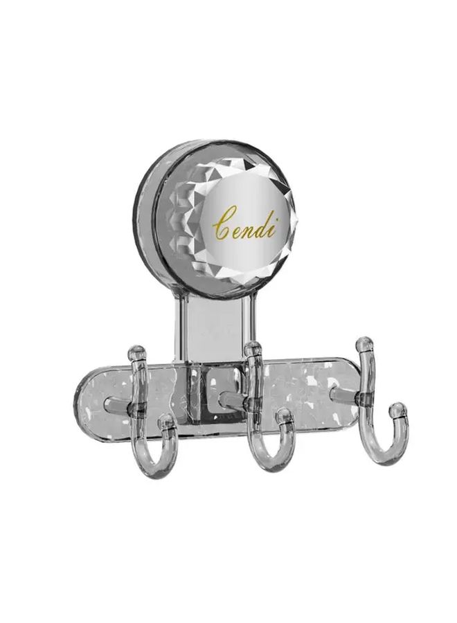 Rotating Multifunctional Bathroom Suction Cup Hook Cylindrical Silvery Gray No Punching Large Triple Adhesive - Image 2