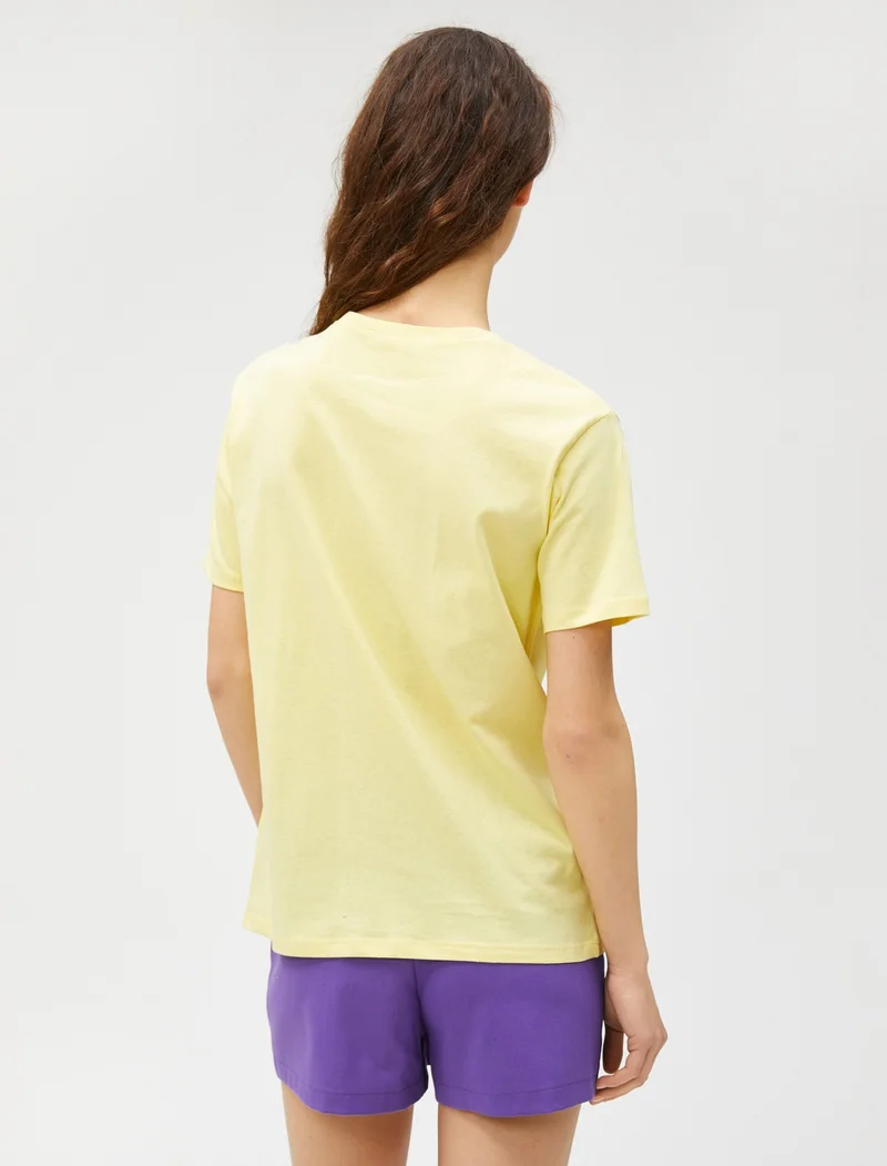KOTON Cotton Printed T-Shirt Short Sleeve Crew Neck Cotton