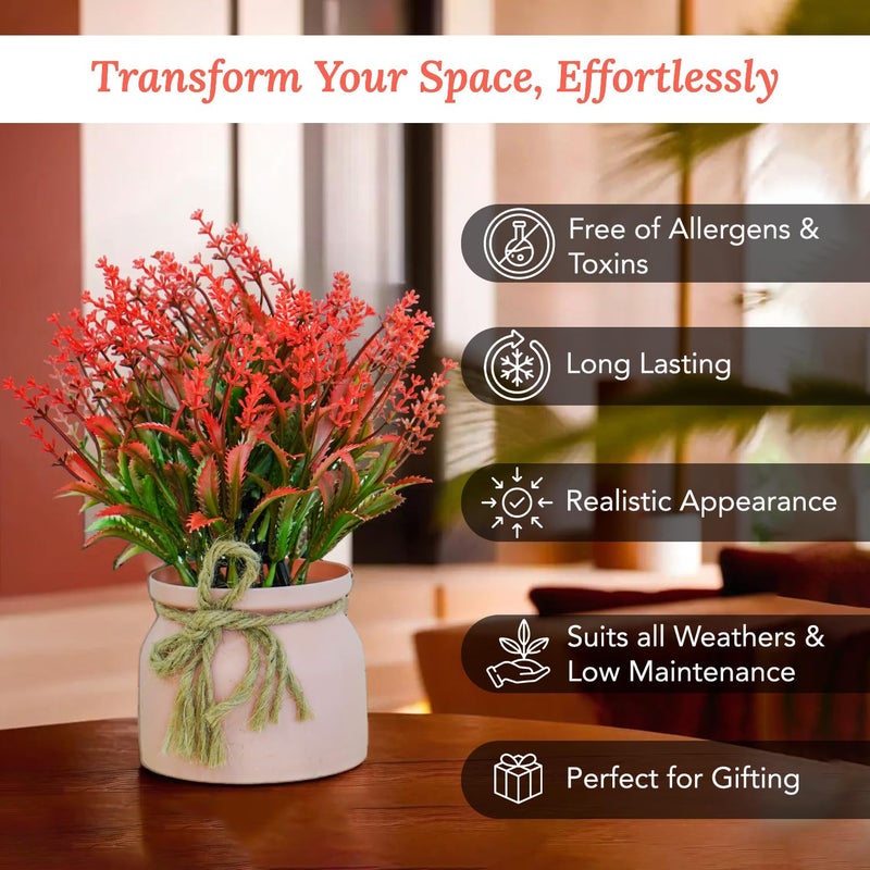 Ekhasa Wild Grass Flower Vase with Artificial Flowers Plant Small Flower Pots with Artificial Flowers for Home Decor Centre Table Pots Showpiece Living Room Office Wedding Birthday Gift - Image 4