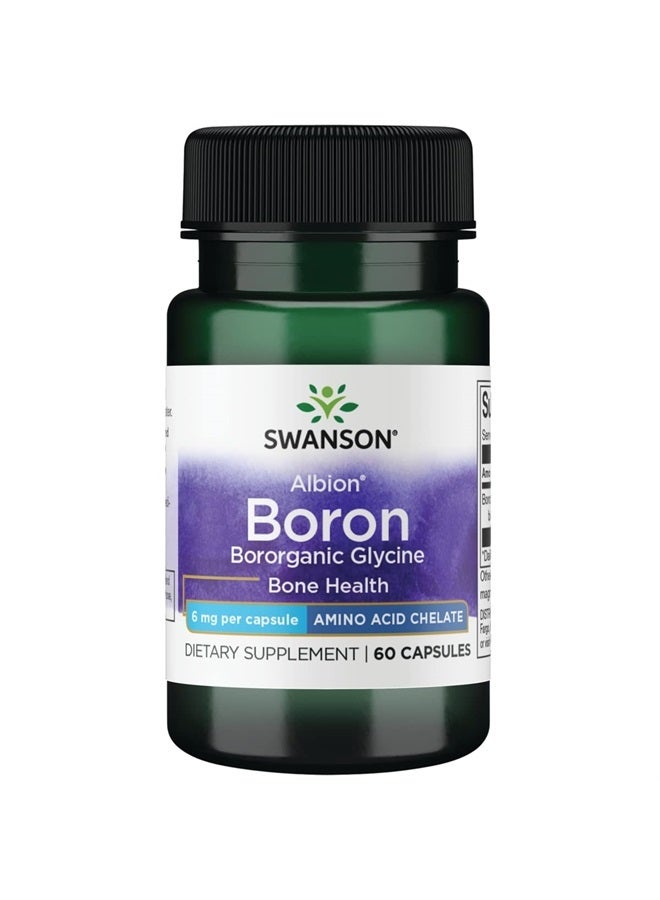 SWANSON البورون من ألباين - مكمل جليسين بوروجانيك لدعم صحة المفاصل والعظام - صيغة عالية الامتصاص قد تدعم التوازن العام - (60 كبسولة، 6 ملغ لكل منها) - Image 1