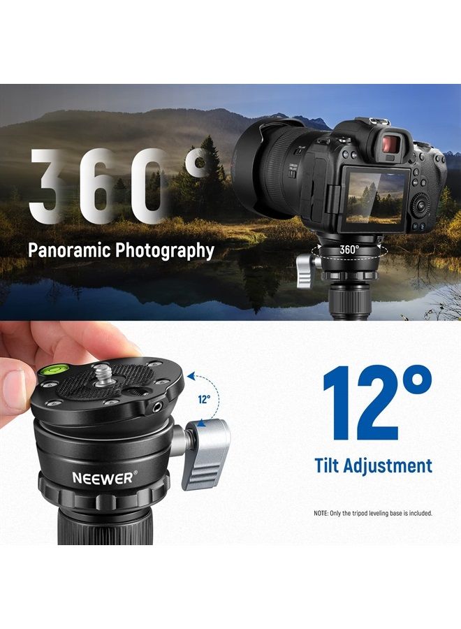 NEEWER Tripod Leveling Base (⌀50mm) Camera Leveler, Bubble Level Aluminum Adjusting Plate with 1/4" 3/8" Mounting Screw Compatible with Canon Nikon Sony DSLR Camera Camcorder, GM11 - Image 1