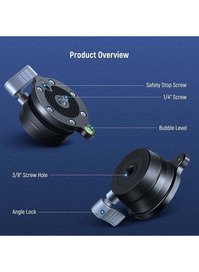 NEEWER Tripod Leveling Base (⌀50mm) Camera Leveler, Bubble Level Aluminum Adjusting Plate with 1/4" 3/8" Mounting Screw Compatible with Canon Nikon Sony DSLR Camera Camcorder, GM11 - Image 5