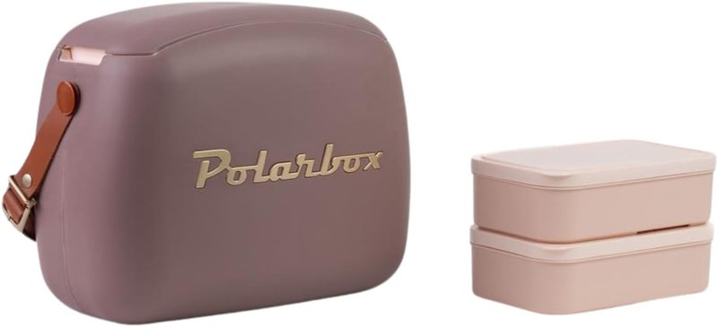 Polarbox Lunch Tote Cooler Bag Retro Lunch Box Picnic Reusable Lunch Bag Vintage Mini Cooler Hand Bag Includes 2 Food Containers! Food & Drinks Work, Travel, Beach, Camping Hiking 6L (Mulberry Gold) - Image 1