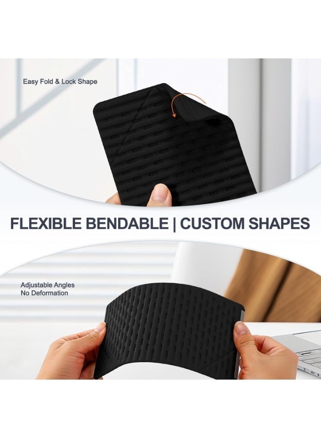 MORTICO Foldable Silicone Aluminum Holder, Flexible Silicone Phone Stand with Anti-Slip Pad, Portable Rollable Multi-Angle Stand for Phone Tablet Laptop – Bendable & Foldable Home, Office, Travel - Image 3