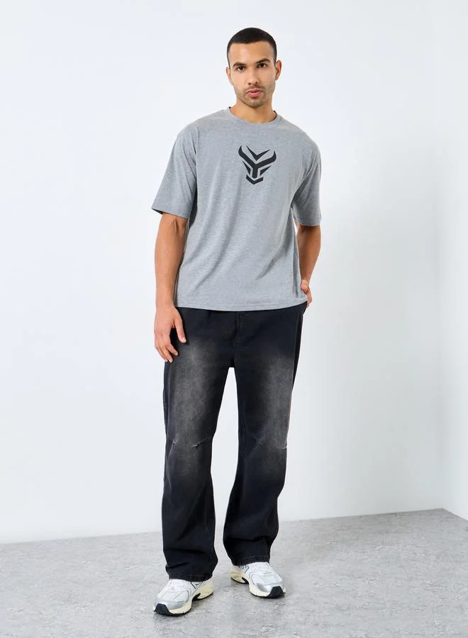 Styli Styli Front Graphic Crew Neck Oversized T-Shirt