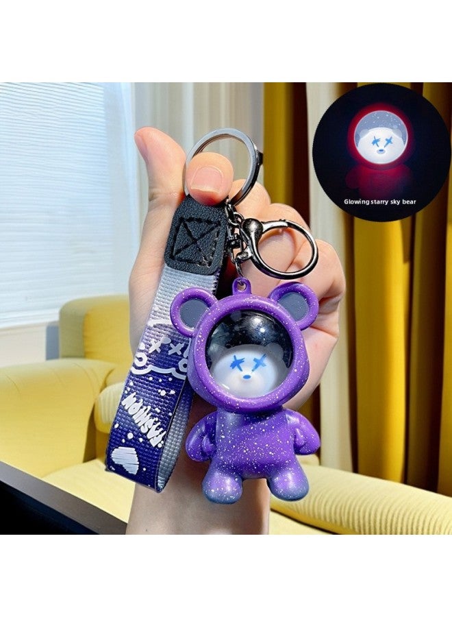 Luminous Backpack Keychain Trendy Lighted Luminous Starry Sky Astronaut Glossy Doll Car Keychain Small Gift 