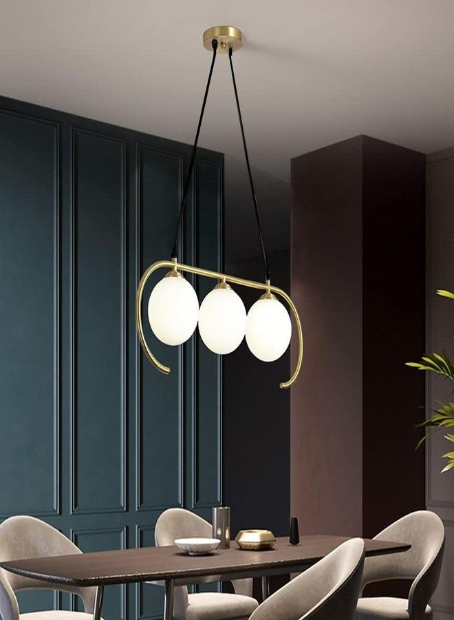 kinis 3 Globe in 1 Light Hanging Lamp/Pendant Lamp/Ceiling Light to Décor Home/Living Room/Bedroom/Office/Dining/Cafe/Restaurants, Golden and Milky (with Bulb) - Image 1