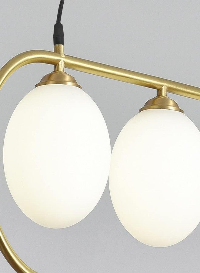 kinis 3 Globe in 1 Light Hanging Lamp/Pendant Lamp/Ceiling Light to Décor Home/Living Room/Bedroom/Office/Dining/Cafe/Restaurants, Golden and Milky (with Bulb) - Image 5