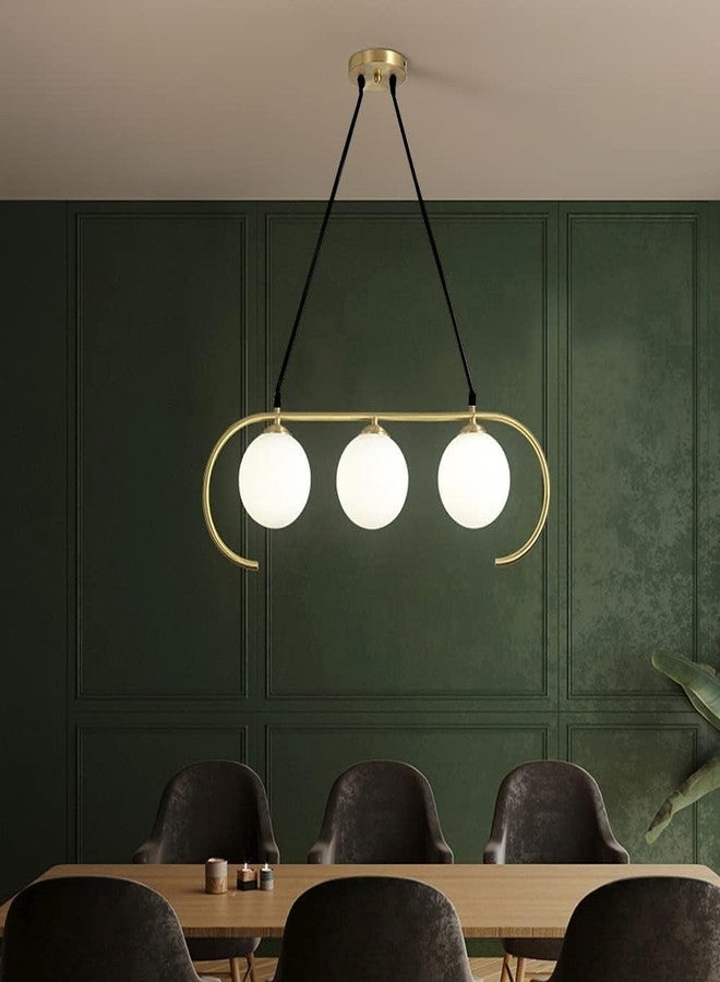 kinis 3 Globe in 1 Light Hanging Lamp/Pendant Lamp/Ceiling Light to Décor Home/Living Room/Bedroom/Office/Dining/Cafe/Restaurants, Golden and Milky (with Bulb) - Image 2