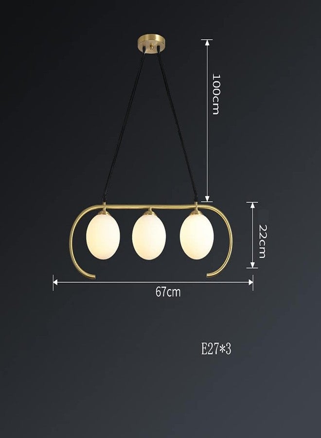 kinis 3 Globe in 1 Light Hanging Lamp/Pendant Lamp/Ceiling Light to Décor Home/Living Room/Bedroom/Office/Dining/Cafe/Restaurants, Golden and Milky (with Bulb) - Image 3