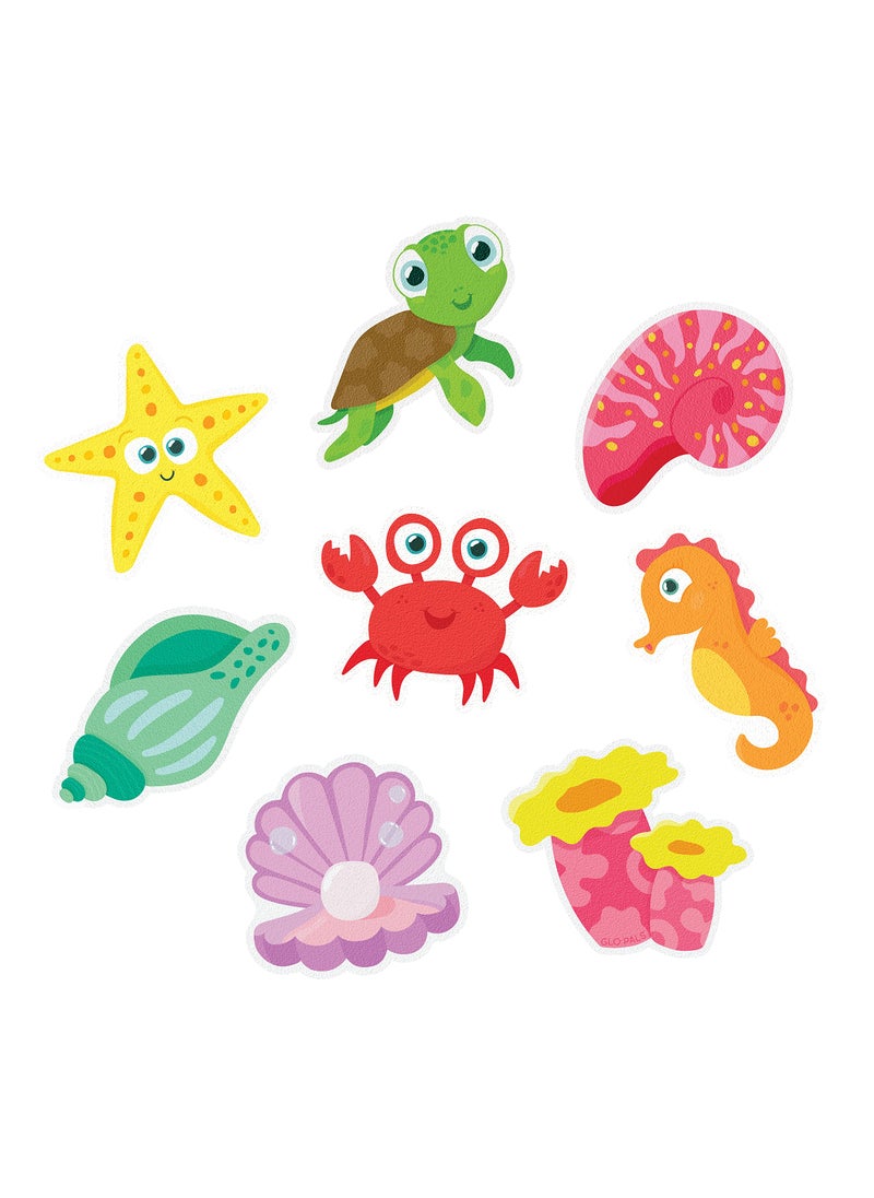 Glo Pals Glo Pals Grips Textured NonSlip Bathtub Stickers 8 Extra Large Fun Kids Anti Slip Bath Decals Guppy 