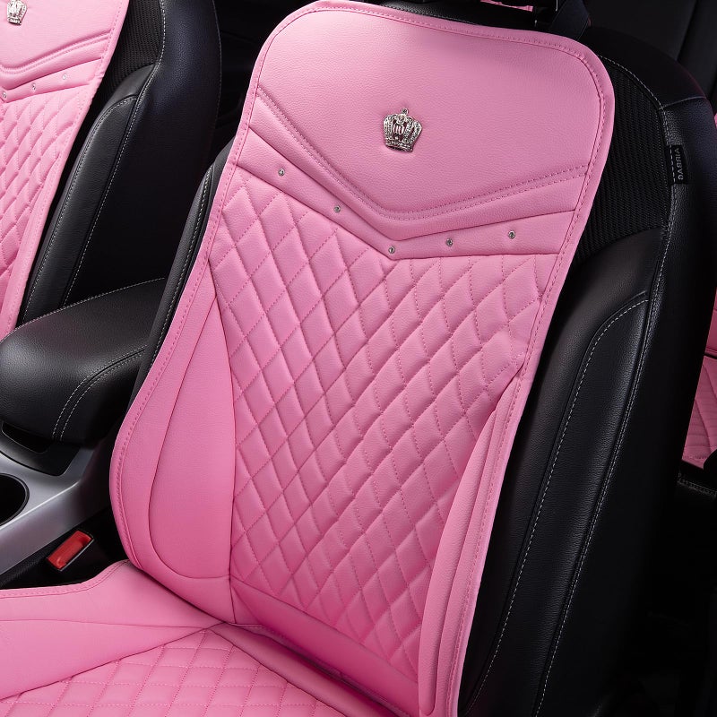 Flying Banner car seat Covers seat Cushions Luxe Fit Faux Leather Easy Installation Vehicles Non Slip Premium (Solid Pink, 2 x Front Seat Cover) - Image 3