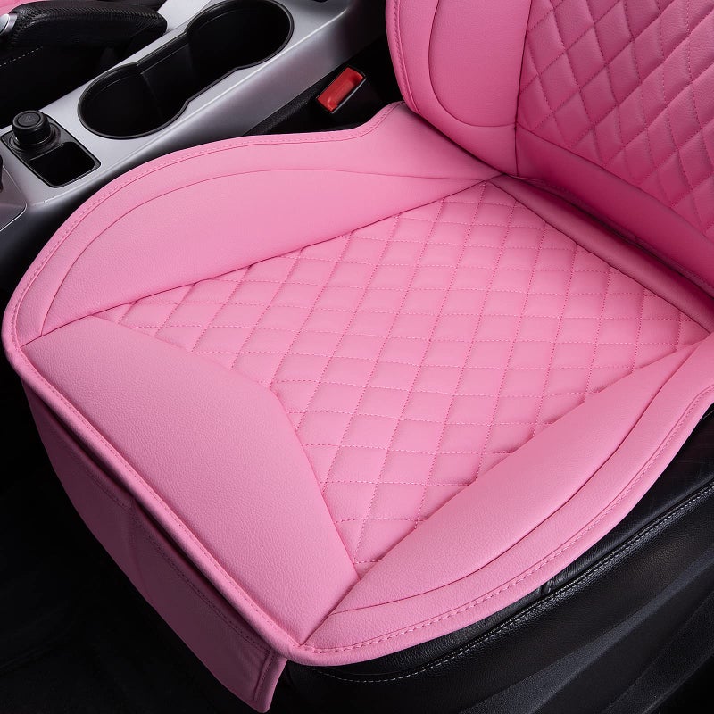 Flying Banner car seat Covers seat Cushions Luxe Fit Faux Leather Easy Installation Vehicles Non Slip Premium (Solid Pink, 2 x Front Seat Cover) - Image 4