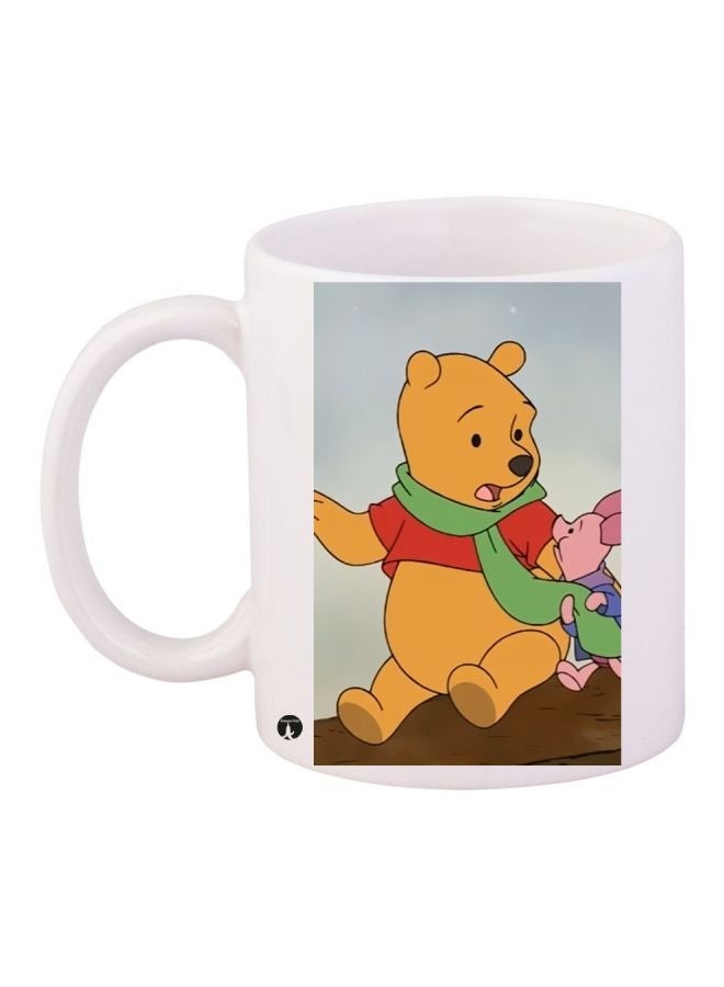 RYN Pooh Printed Coffee Mug White/Yellow/Brown 11ounce