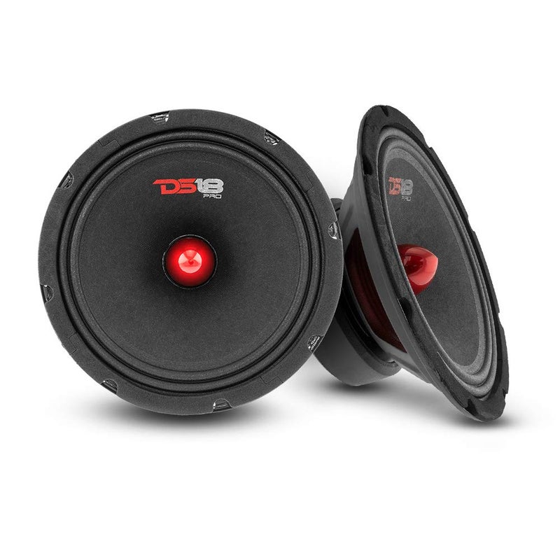 DS18 2X PRO-GM8B Loudspeaker - 8", Midrange, Red Aluminum Bullet, 580W Max, 190W RMS, 8 Ohms - Premium Quality Audio Door Speakers for Car or Truck Stereo Sound System (2 Speakers) - Image 1