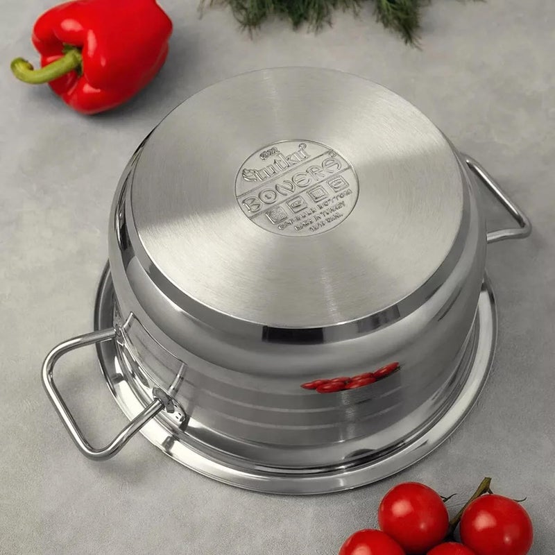 sahaba Stainless Steel Stock Pot, Encapsulated Induction Ready Cooking Pot with Lid, Oven Safe, Dishwasher Safe Premium Stainless steel 18/10 Soup bonera Casserole (26 Cm (8L)) - Image 3