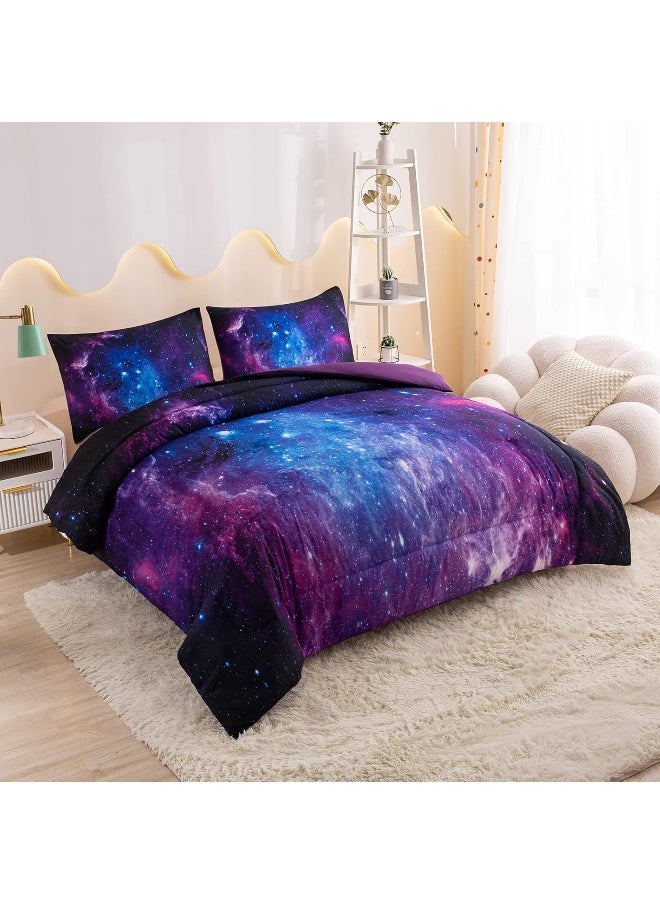 Generic MWMWMW Galaxy Bedding Twin, Space Comforter for Boys Girls, Purple Twin Comforter Set, Twin Comforter Set for Girls, Kids Comforter Set for Girls, Teen Girl Bedding Set with Pillowcase  - Image 4