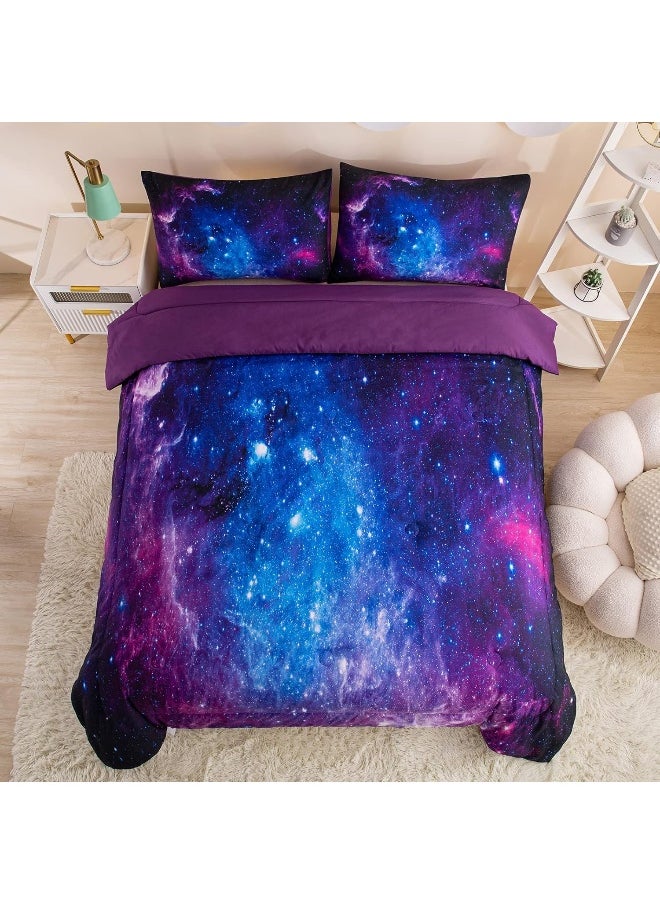 Generic MWMWMW Galaxy Bedding Twin, Space Comforter for Boys Girls, Purple Twin Comforter Set, Twin Comforter Set for Girls, Kids Comforter Set for Girls, Teen Girl Bedding Set with Pillowcase  - Image 2