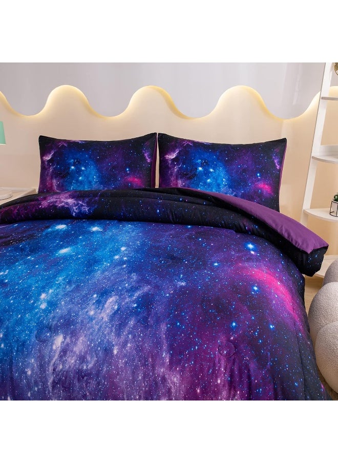 Generic MWMWMW Galaxy Bedding Twin, Space Comforter for Boys Girls, Purple Twin Comforter Set, Twin Comforter Set for Girls, Kids Comforter Set for Girls, Teen Girl Bedding Set with Pillowcase  - Image 3