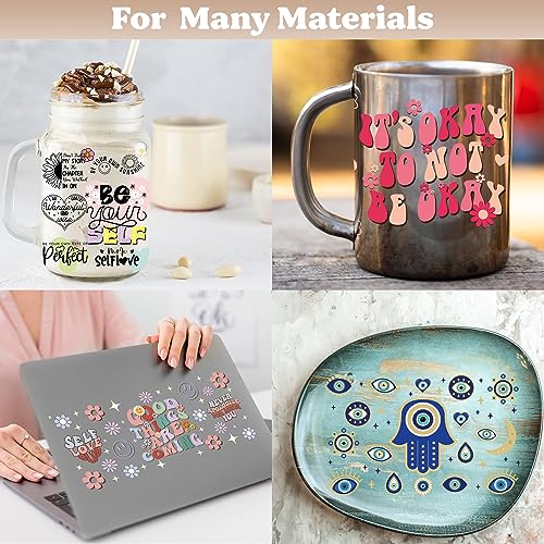 Bestus UV DTF Cup Wrap Transfer for Glass 16Oz Glass Can Rub on Transfer for Crafts, Cup Decal Stickers,9 Sheets Waterproof Ready to Apply, Ready to Press Transfers for Crafting Inspirational Self Love Style - Image 4