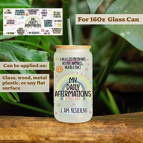 Bestus UV DTF Cup Wrap Transfer for Glass 16Oz Glass Can Rub on Transfer for Crafts, Cup Decal Stickers,9 Sheets Waterproof Ready to Apply, Ready to Press Transfers for Crafting Inspirational Self Love Style - Image 5